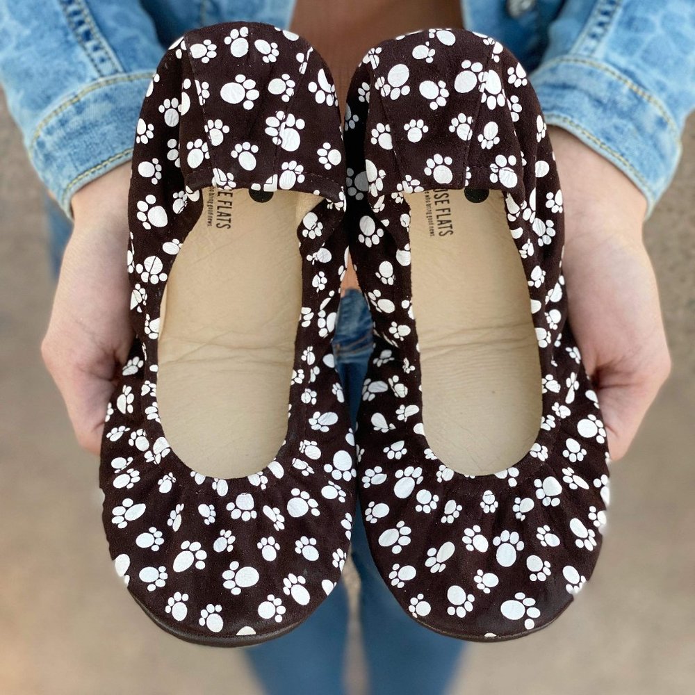 Storehouse Flats Furry Friends Paw Print Suede Foldable Flats